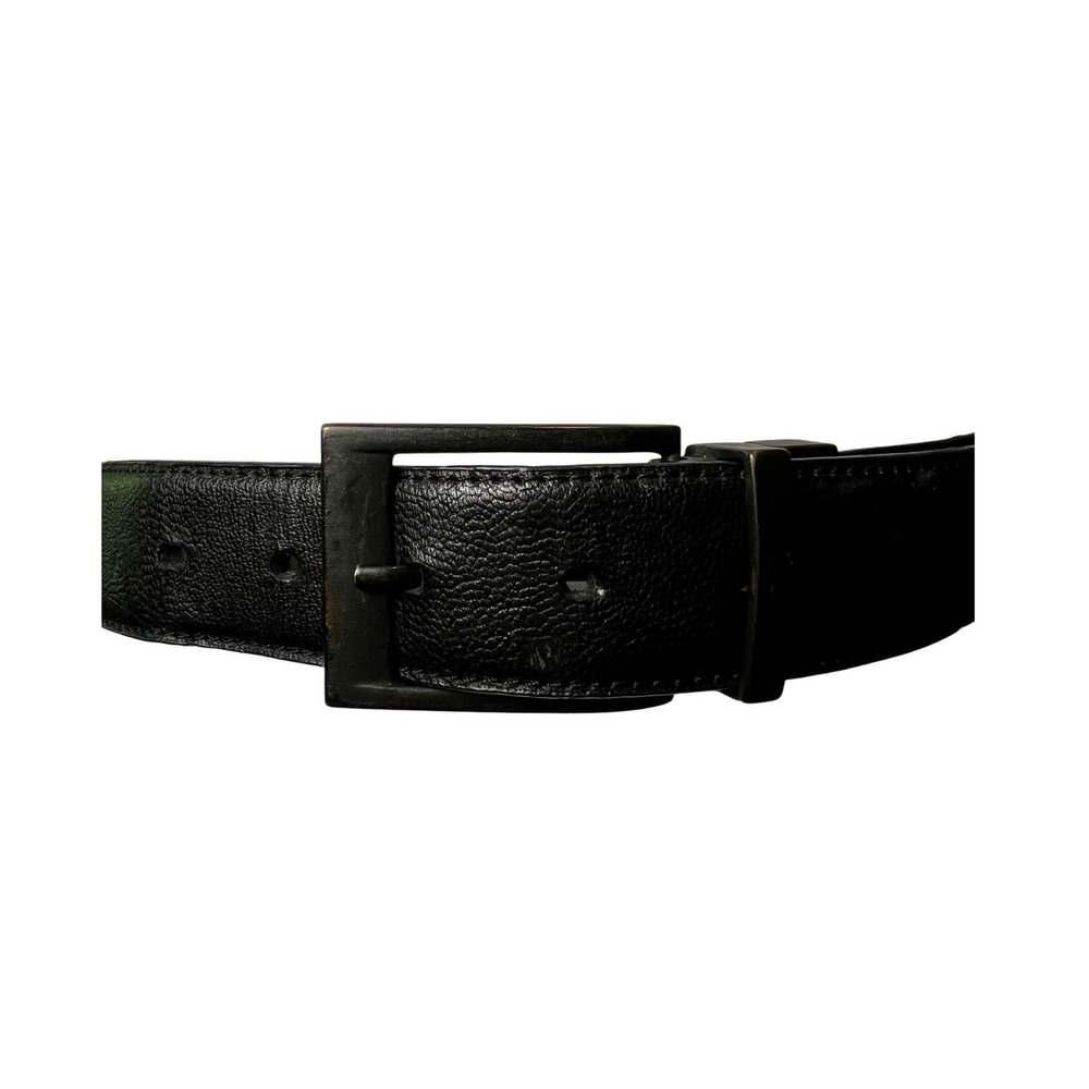 London‎ Fog Mens Reversible Leather Belt Black Brown Size 44 Gunmetal Buckle